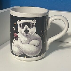 Vintage 1996 Coca Cola Polar Bear Mug - Black and White RARE COLLECTIBLE